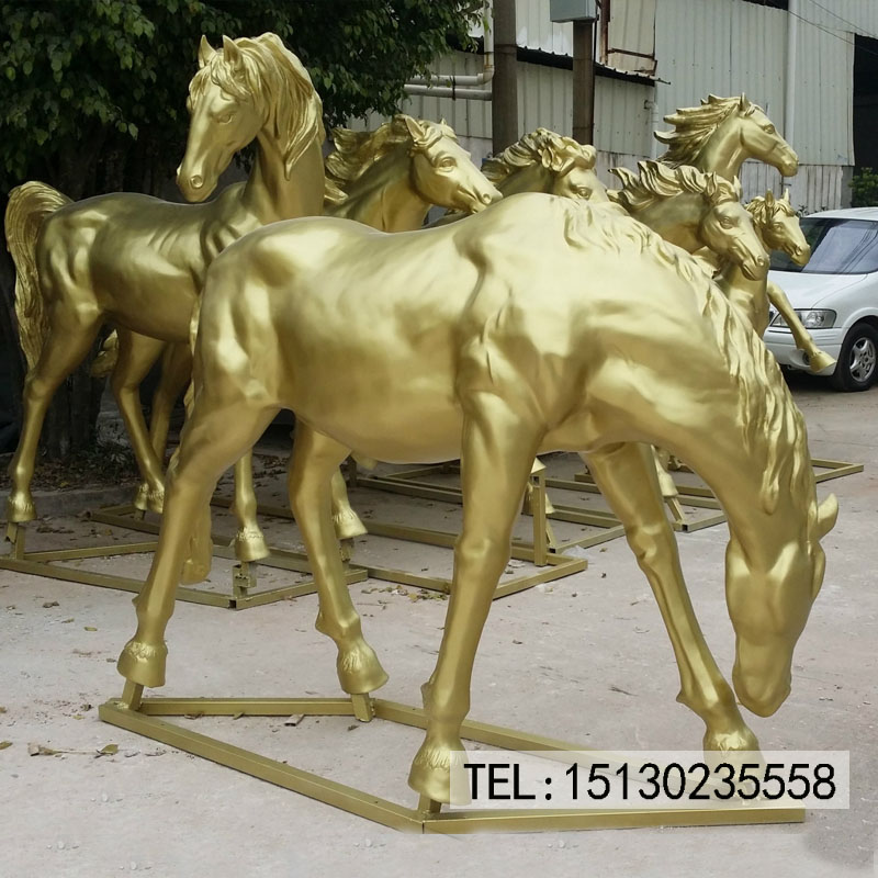 大型玻璃鋼樹脂駿馬雕塑,立馬成功萬馬奔騰雕塑